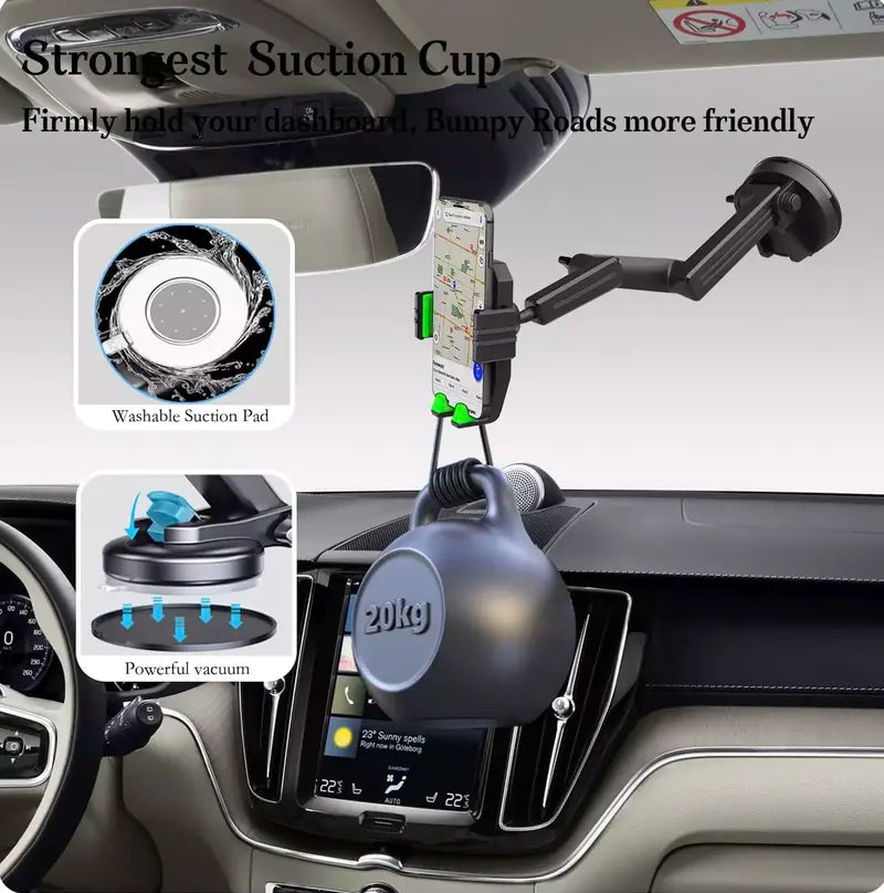 360-Degree Rotating Phone Holder for Trucks with Extended Reach Arm