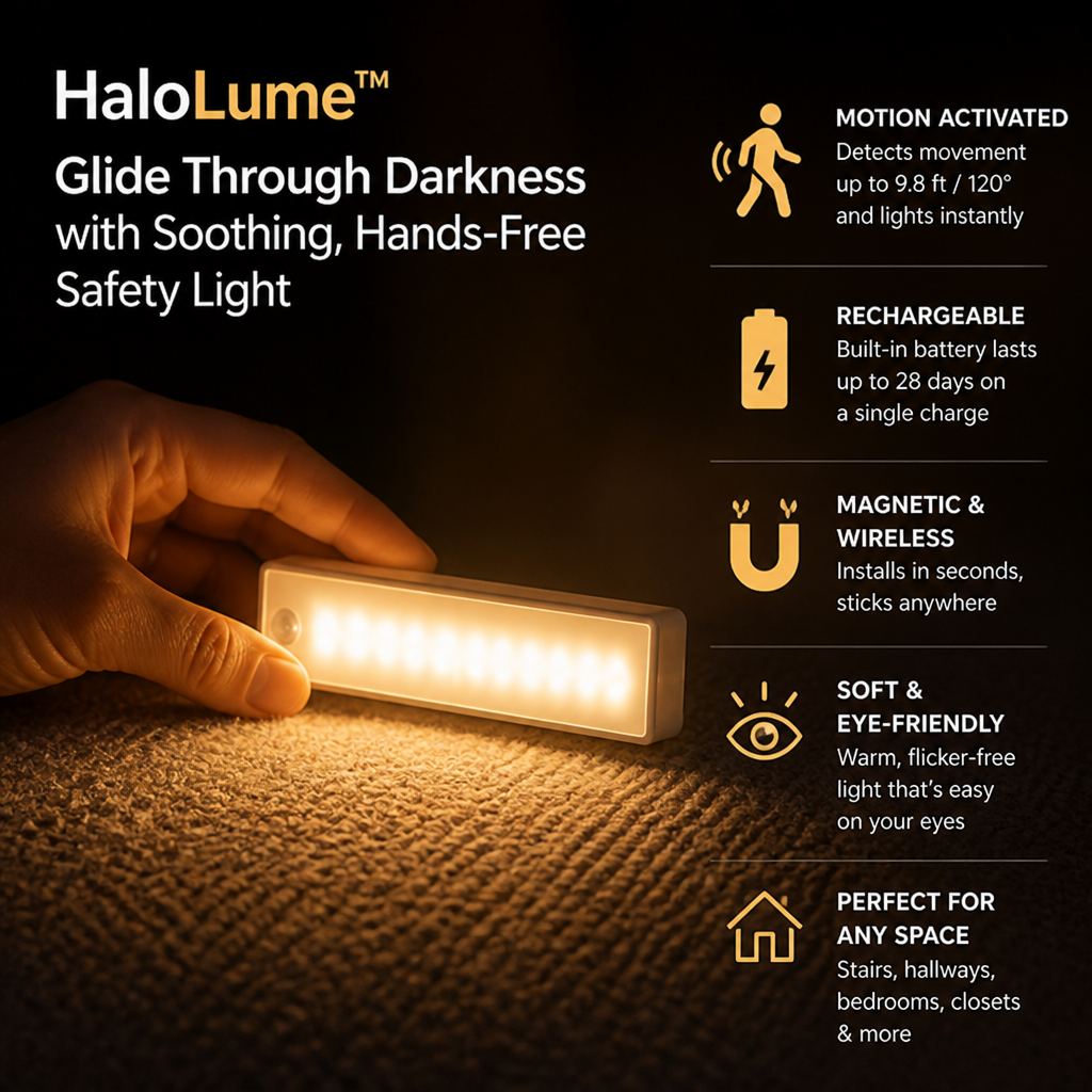 HaloLume™ — Glide Through Darkness with Soothing, Hands-Free Safety Light