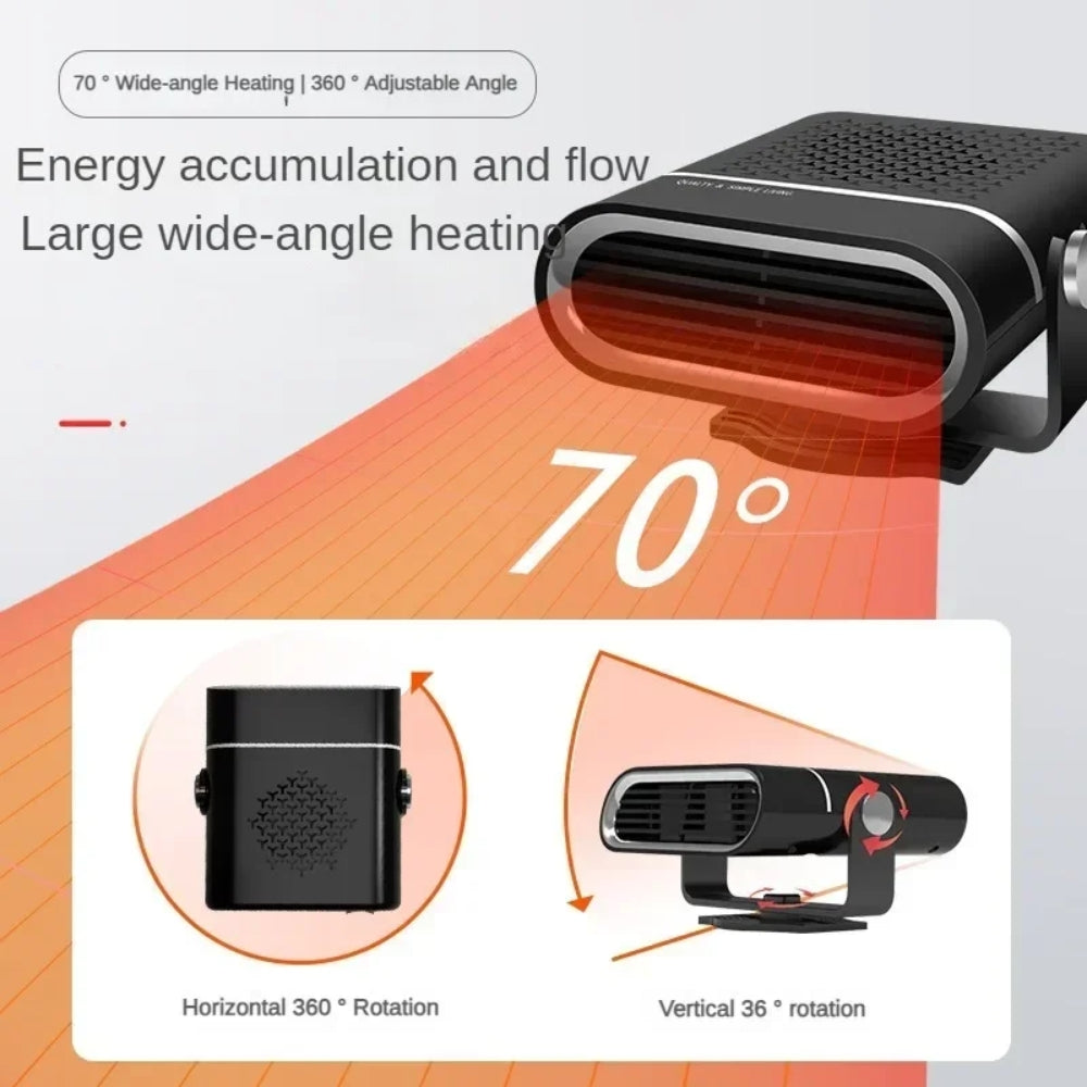 12V Portable Car Heater and Fan - 4-in-1 Windshield Defroster and Cooler