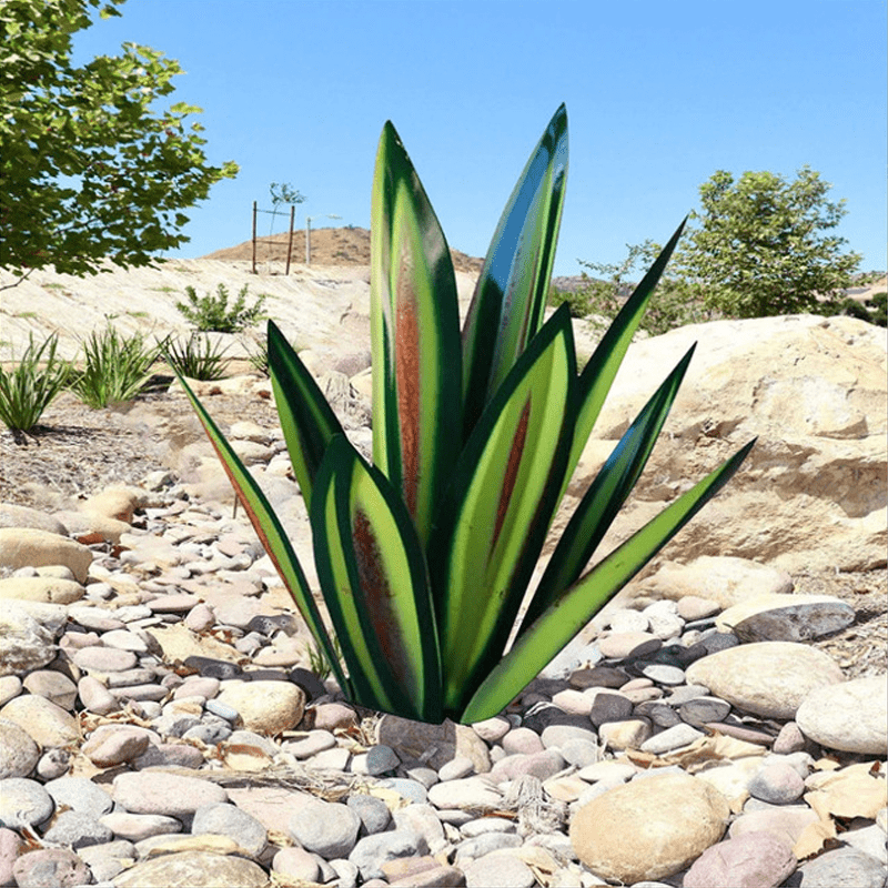 Metal Agave Garden Light - Outdoor Sculpture in Turquoise Copper