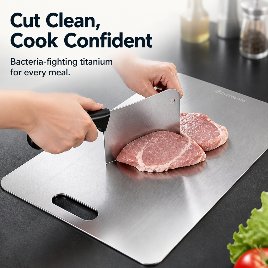 PureCut™ Titanium Cutting Board — Cut Clean, Cook Confident, Live Healthier Every Day