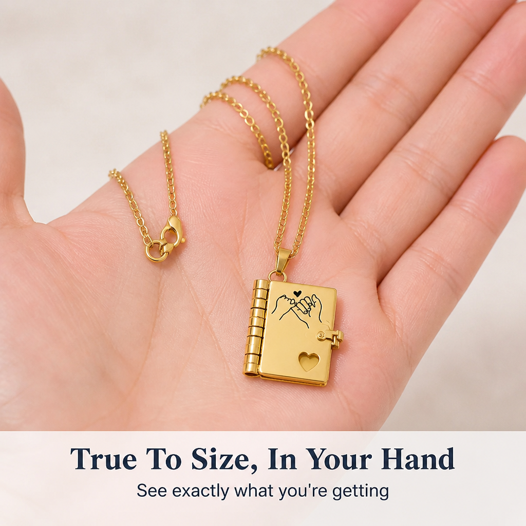 EverBond™ – Pinky Promise Book Locket Necklace with Hidden Fold-Out Pages