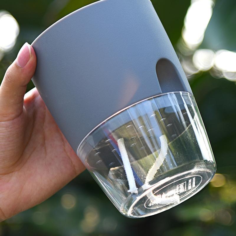 Transparent Reservoir Self-Watering Planter with Cotton Wick