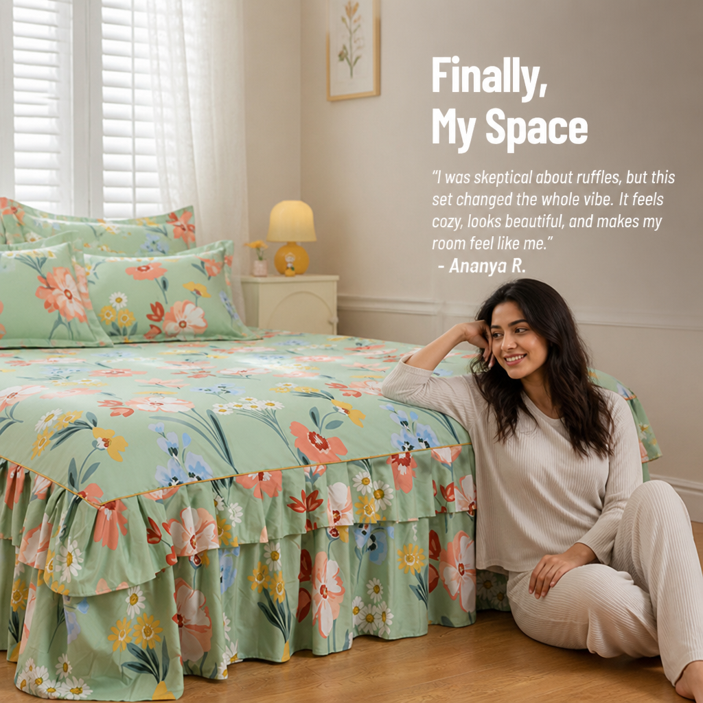 Three-Piece Ruffled Bedding Set™ — Wrap Your Bedroom in Cozy Elegance and Effortless Charm