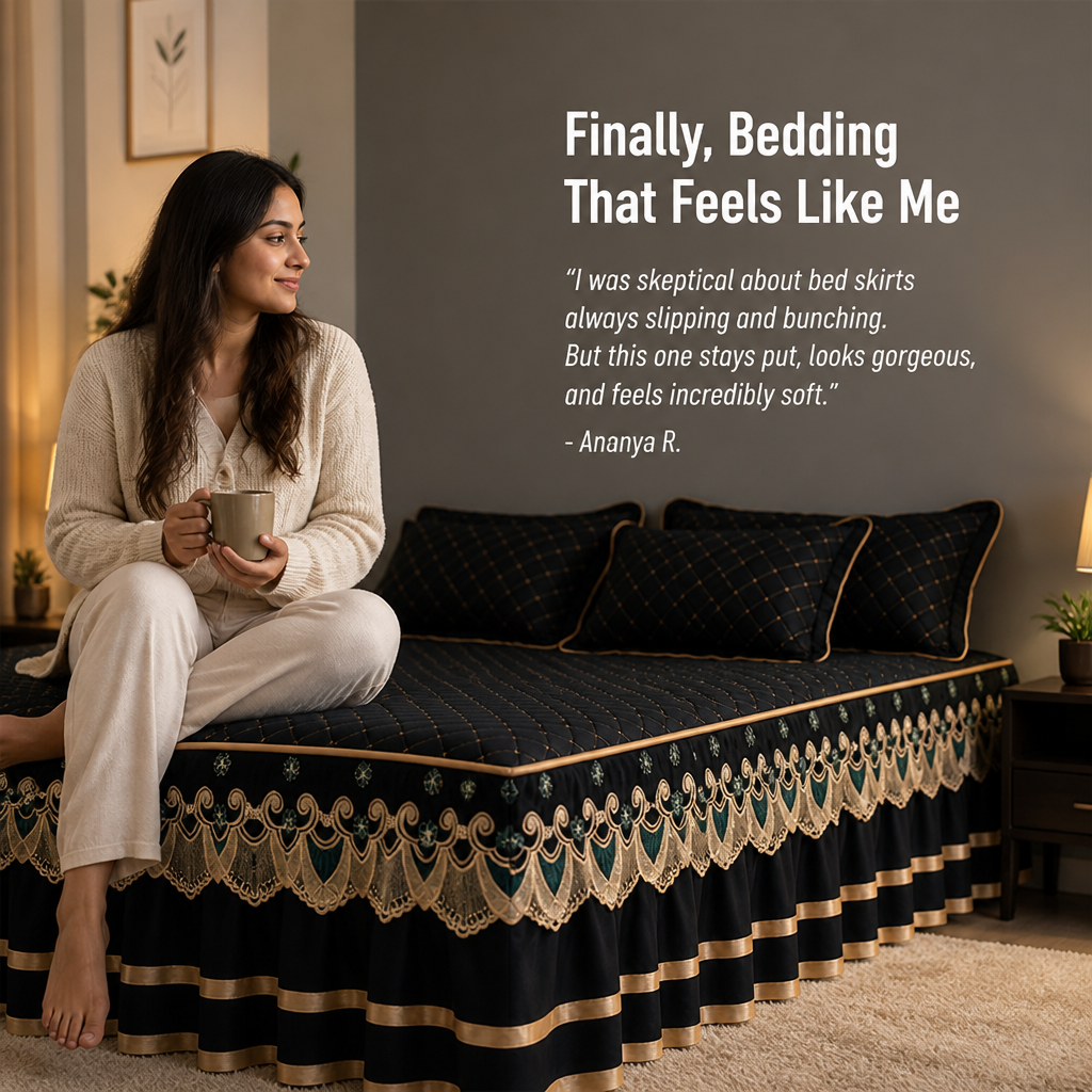 LuxeRuffle™ — Transform Your Bed into a Cloud of Cozy Elegance That Never Slips or Slides