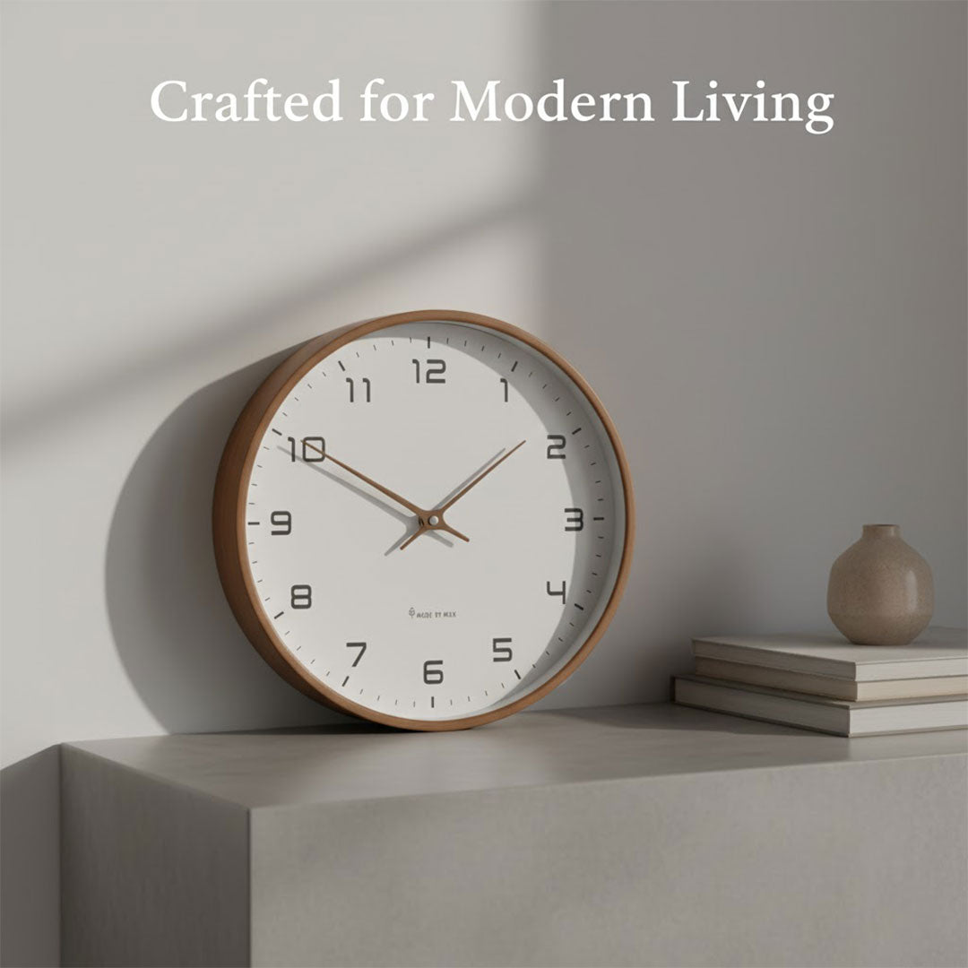 Wooden Wall Clock in Minimalist Design – Silent Operation