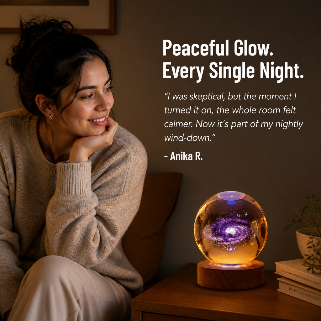 StellarSphere™ — Turn Any Nightstand into a Warm, Glowing Pocket Galaxy