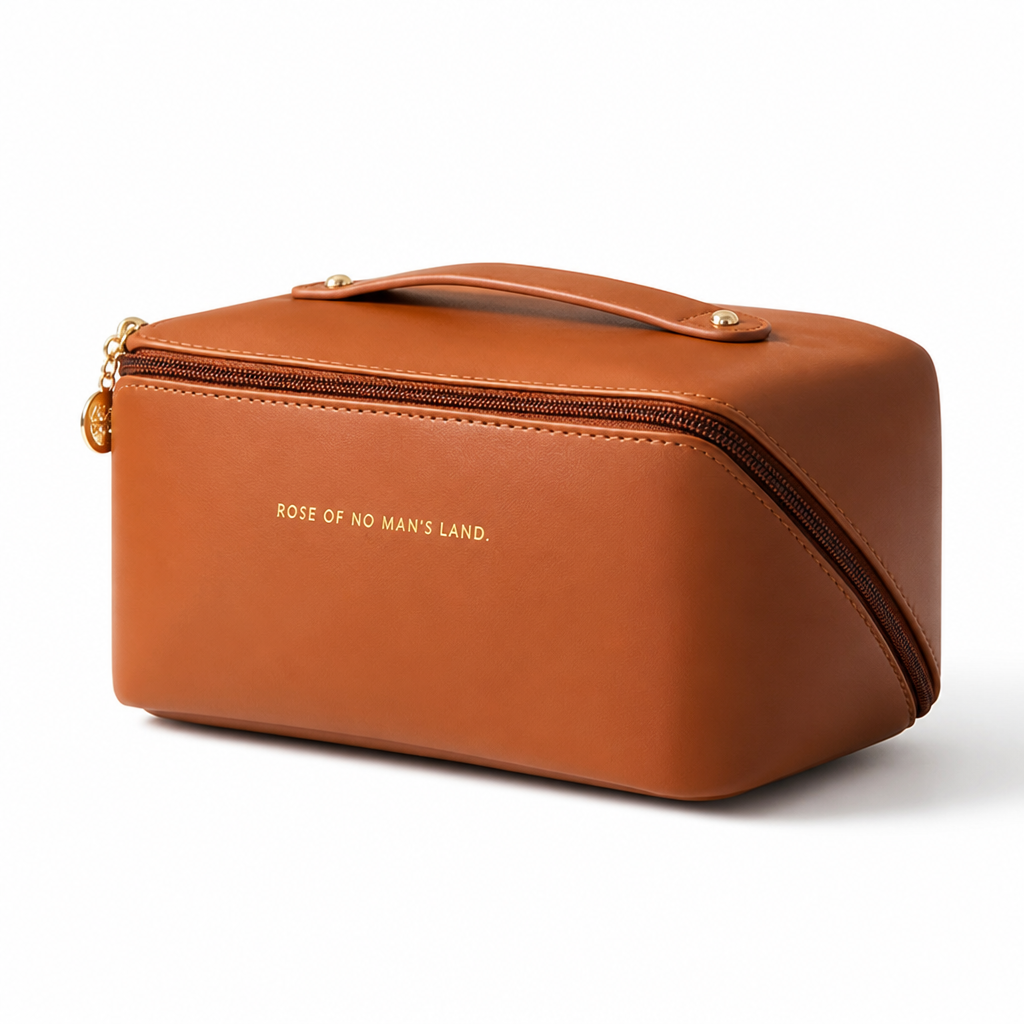 Waterproof PU Leather Zip-Closure Travel Makeup Organizer