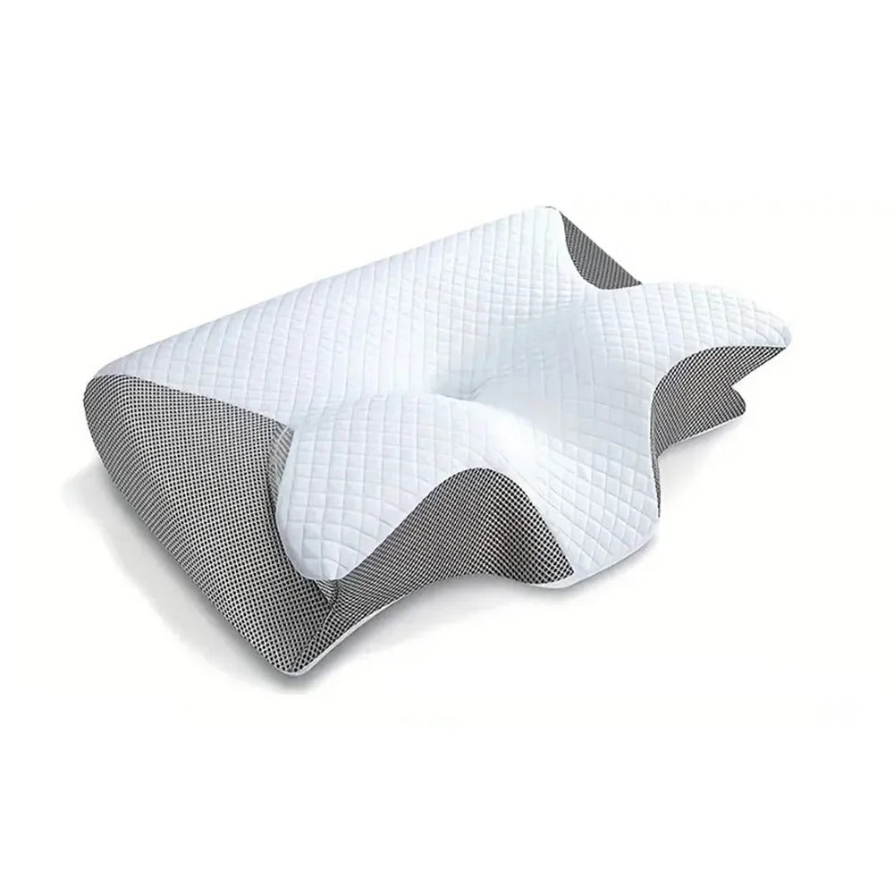 Memory Foam Neck Support Cushion – Grey and White Ergonomic Design