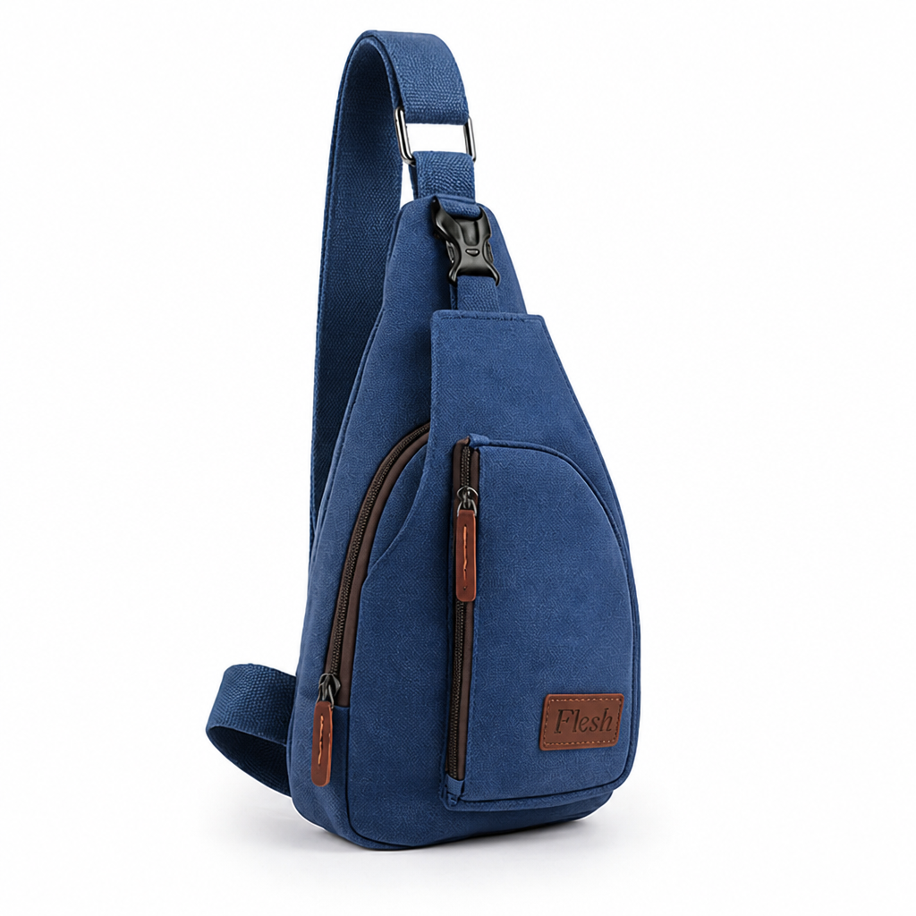 Lightweight Vintage Canvas & Leather Trim Sling Bag