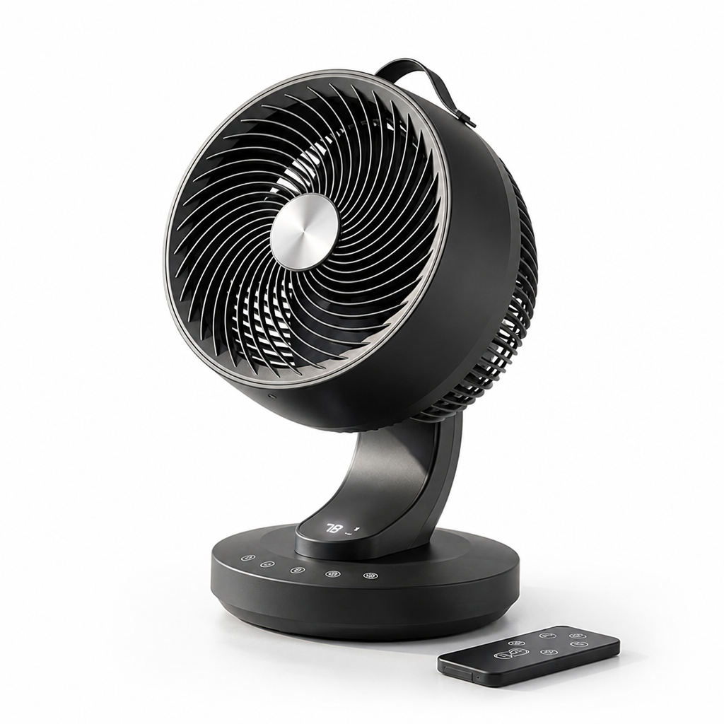 Ultra-Quiet Oscillating Desk Fan (Remote & 12-Hour Timer)