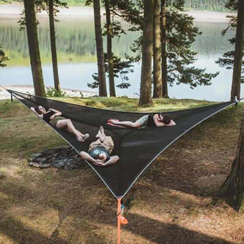 Multi-Person Triangle Hammock with 3-Point Suspension System