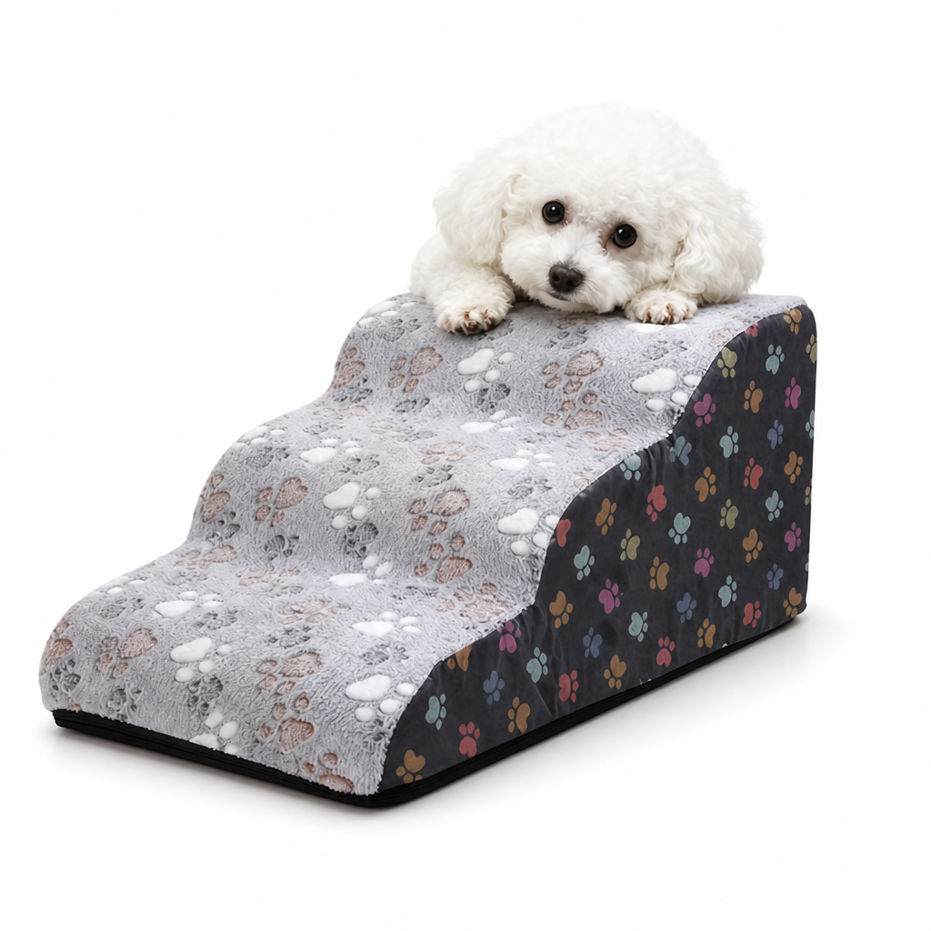 Plush Foam & Non-Slip Pet Stairs (Removable Washable Cover)