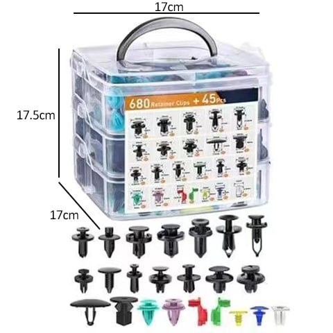 680-Piece Car Clip Fasteners Set with Organizer Box