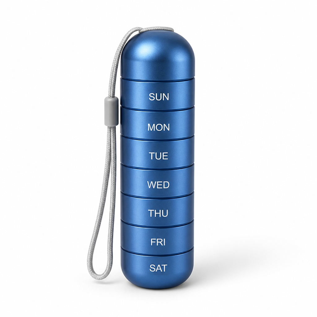 Shockproof Aluminum Silicone-Seal Pill Organizer (7-Day)