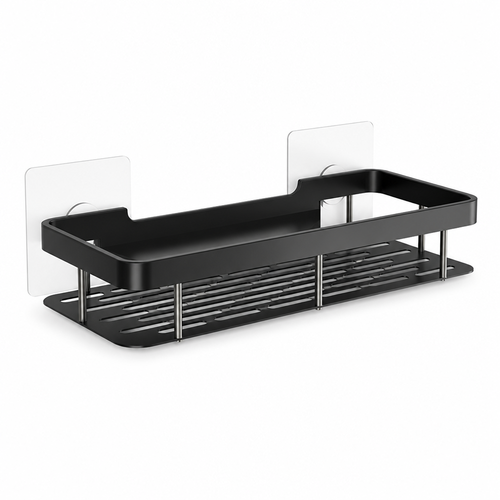 Self-Adhesive Drill-Free Stainless Steel Bathroom Wall Shelf (Holds 11 lb)