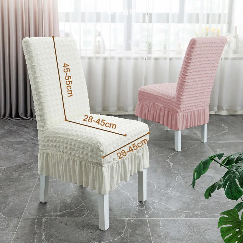 Jacquard Velour Chair Covers with Ruffled Flounce