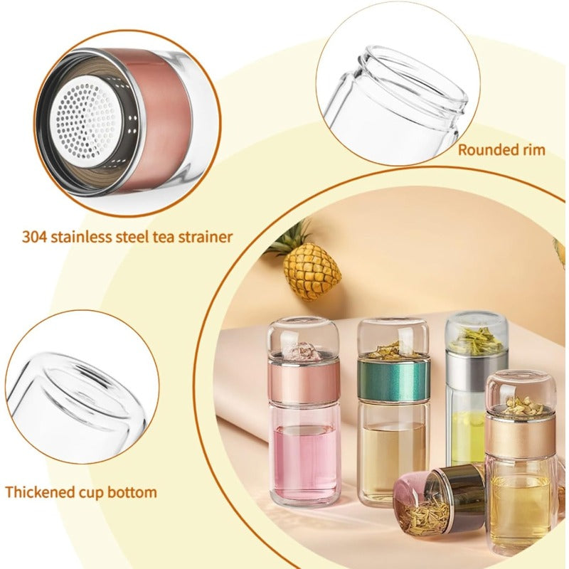 Detachable Filter Glass Bottle for Brewing Tea with Flip Control