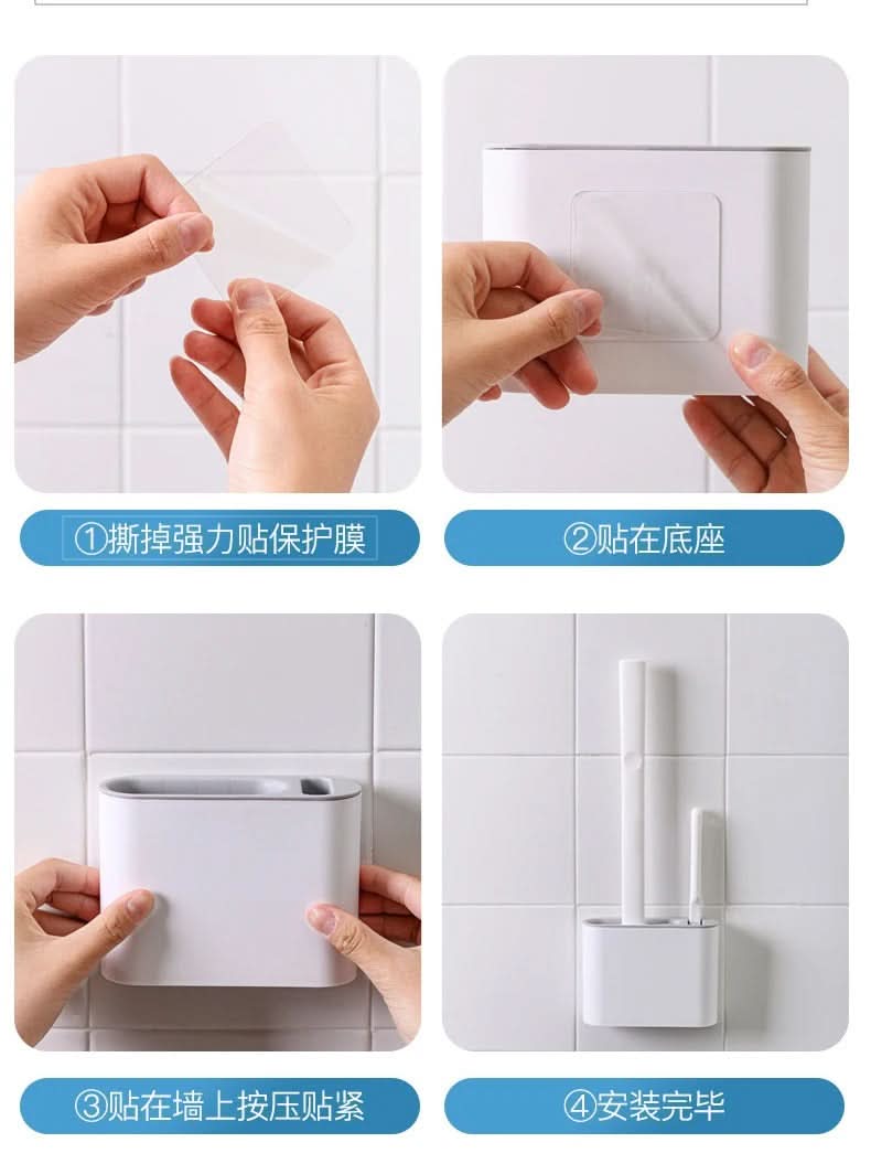 Silicone Toilet Brush Set with Flat Head Design