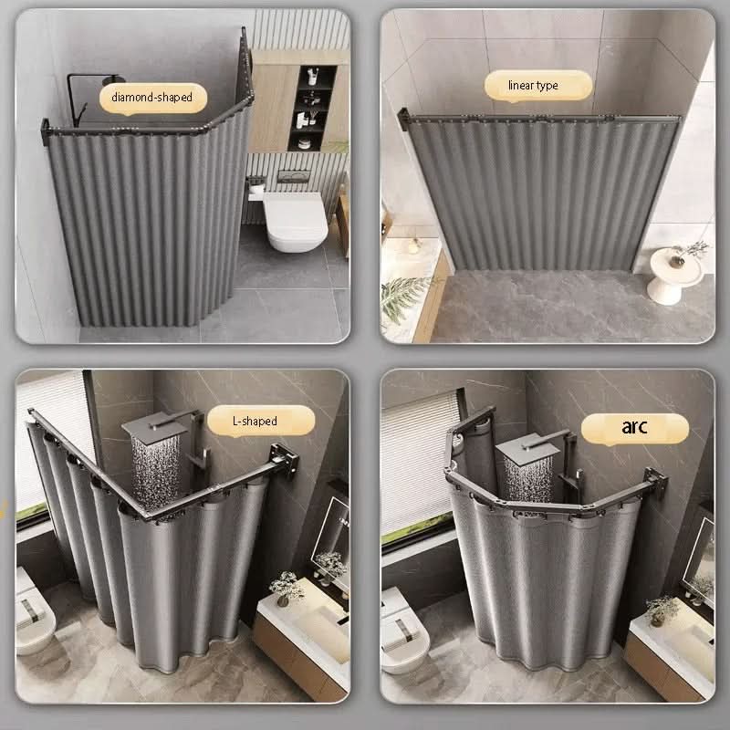 Foldable Shower Curtain Rod Divider Set