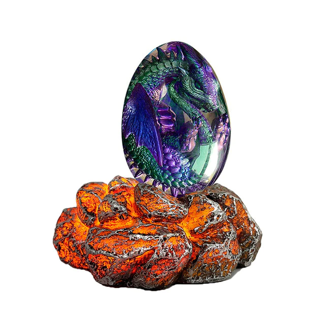 Crystal Dragon Egg with Intricate Dragon Figurine Inside