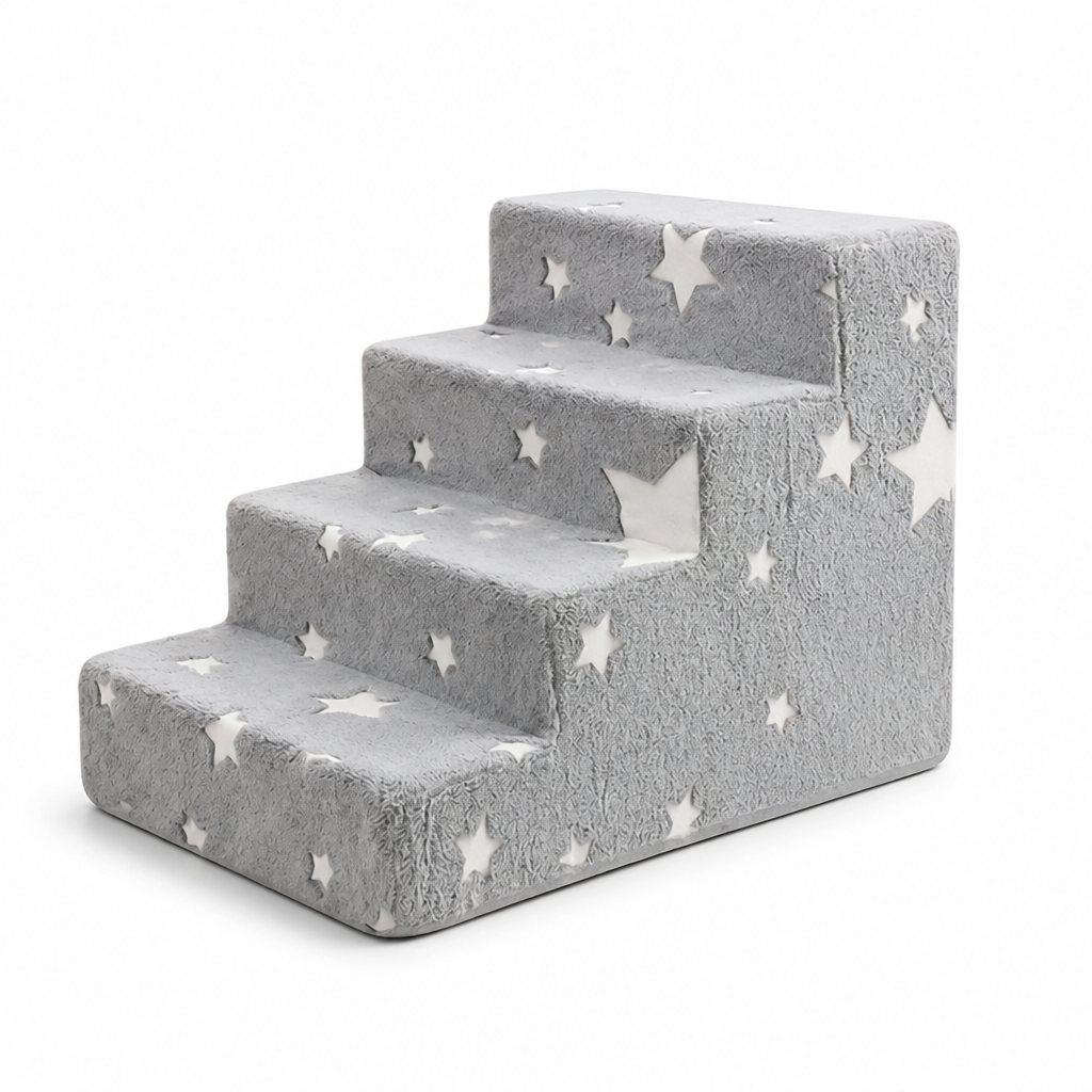 Joint-Friendly Foam Anti-Slip Glow-in-the-Dark Dog Stairs (4 Steps)