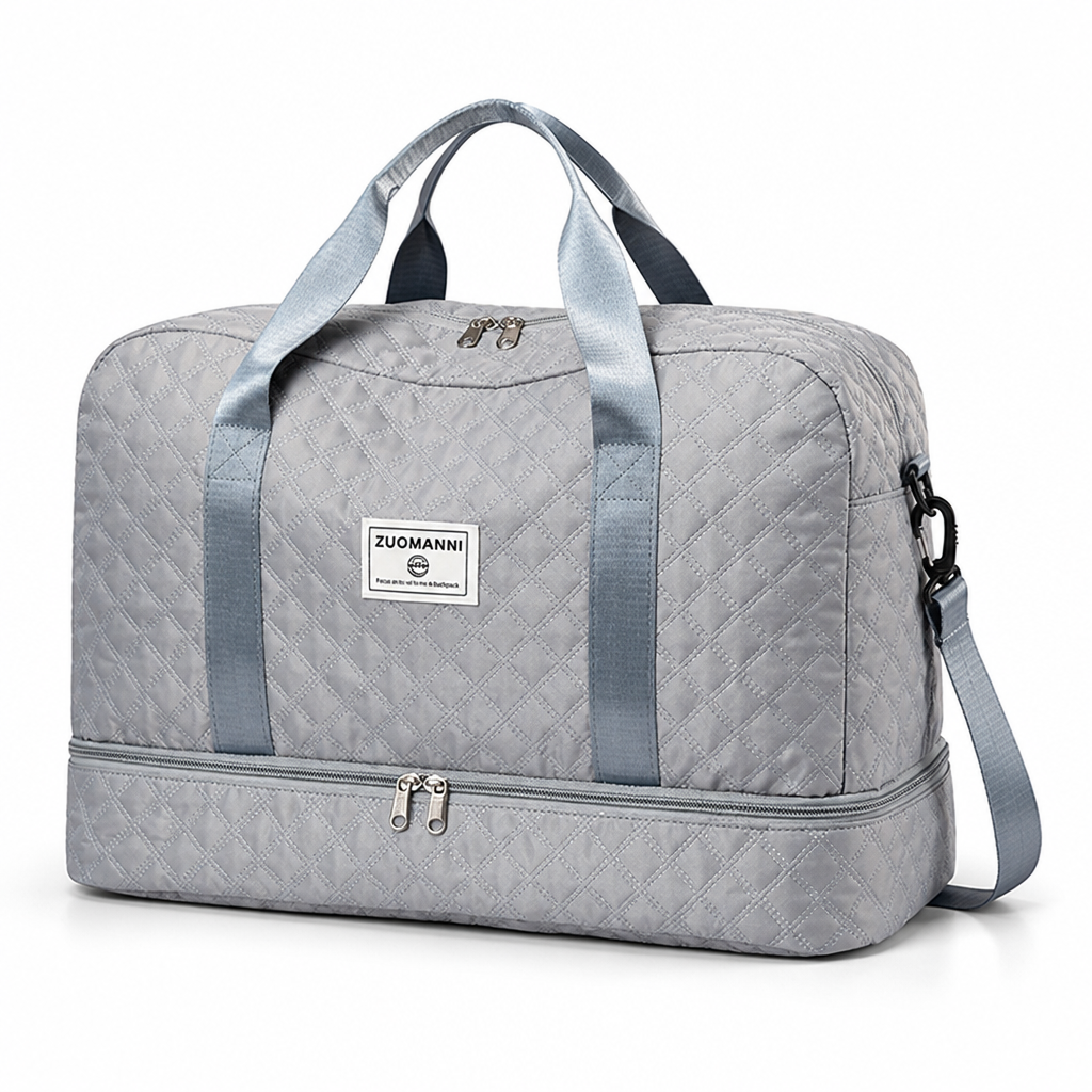 Water-Repellent Nylon Weekender Bag (Shoe & Wet Compartments)