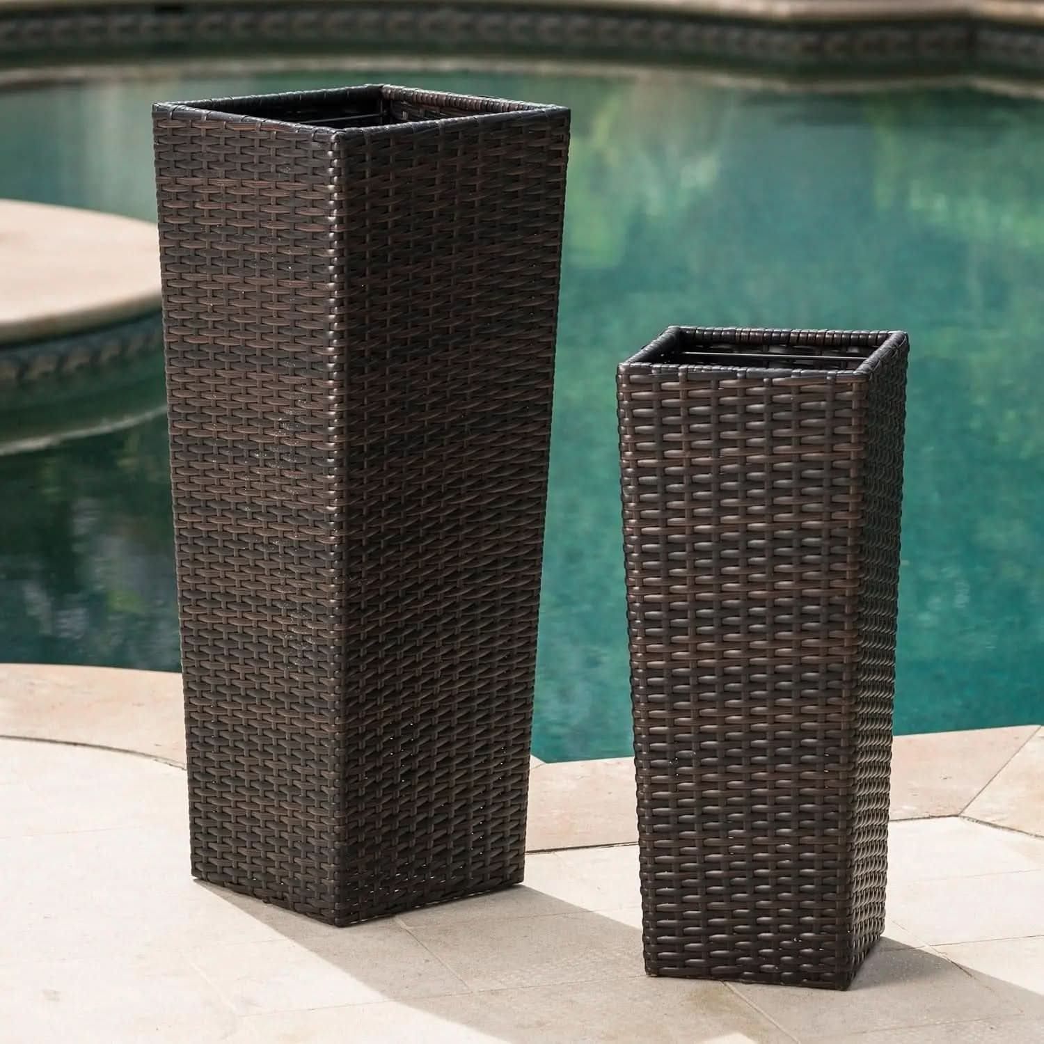 Outdoor Wicker Planter Set in Rattan Design