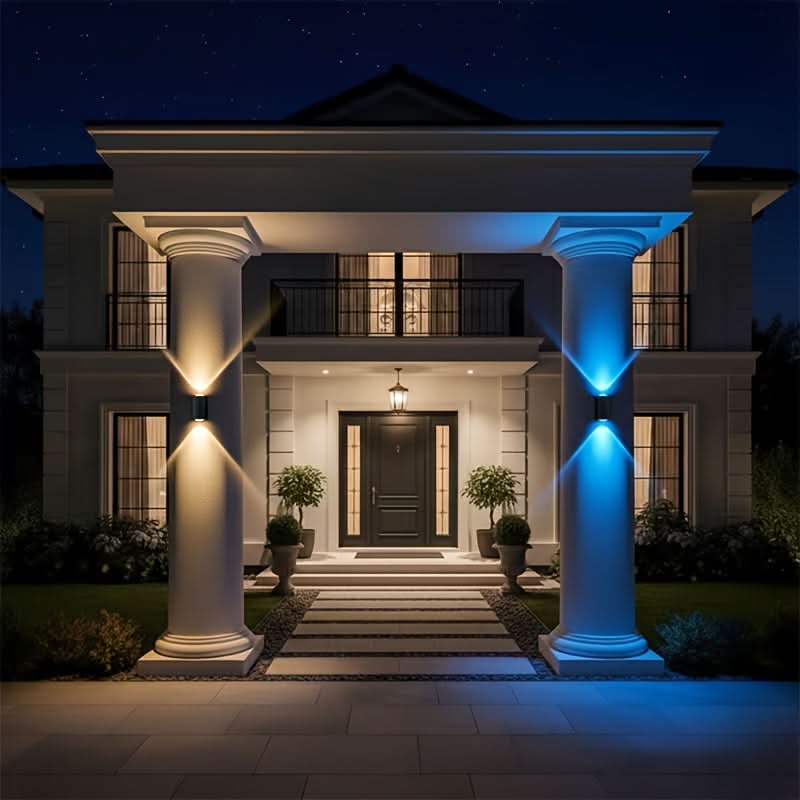 Solar Outdoor Wall Lamp Set with Color Changing Features