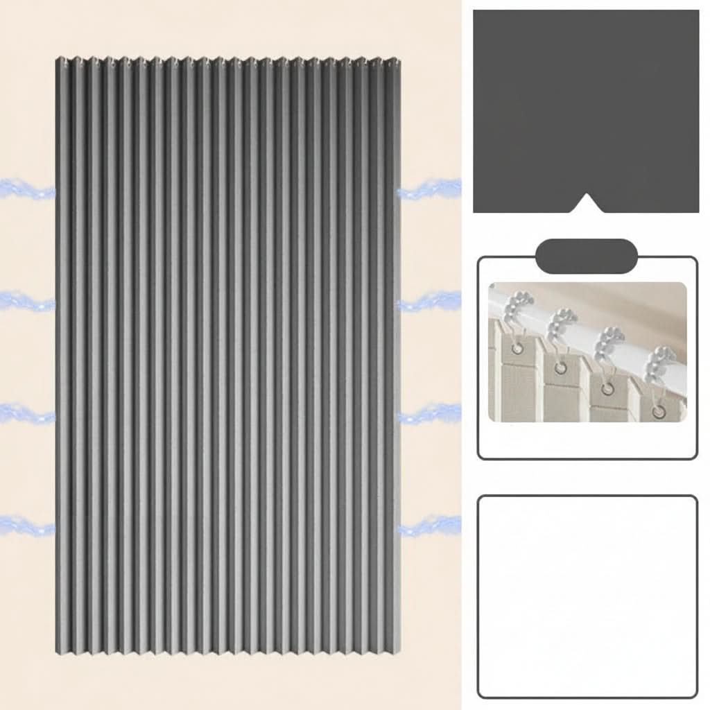 Foldable Waterproof Shower Curtain with Magnetic Accordion Design