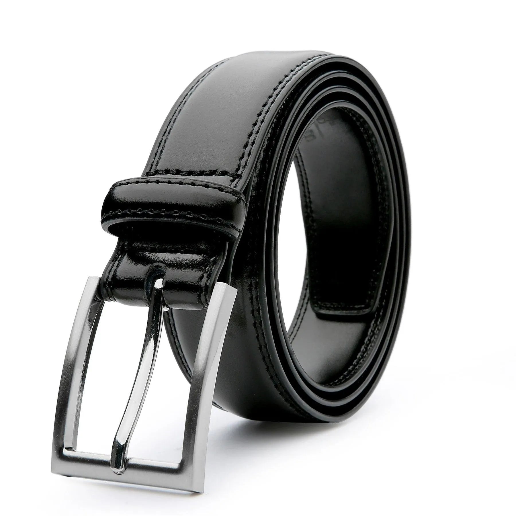 Classic Prong Buckle Leather Belt in High-Quality Material
