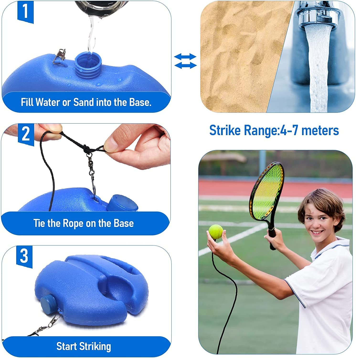 Solo Practice Rebound System for Tennis Training
