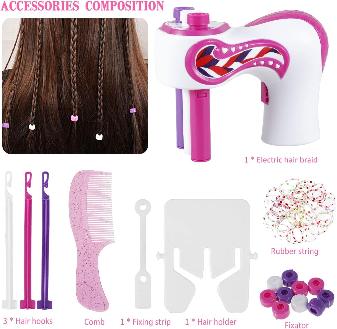 Children's Automatic Hair Braid Maker with Included Accessories