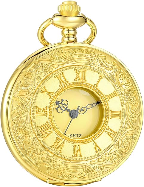 Men's Pocket Watch with Roman Numerals - Classic Style