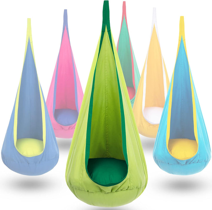 Children's Hanging Chair with Cushion and Storage Pocket