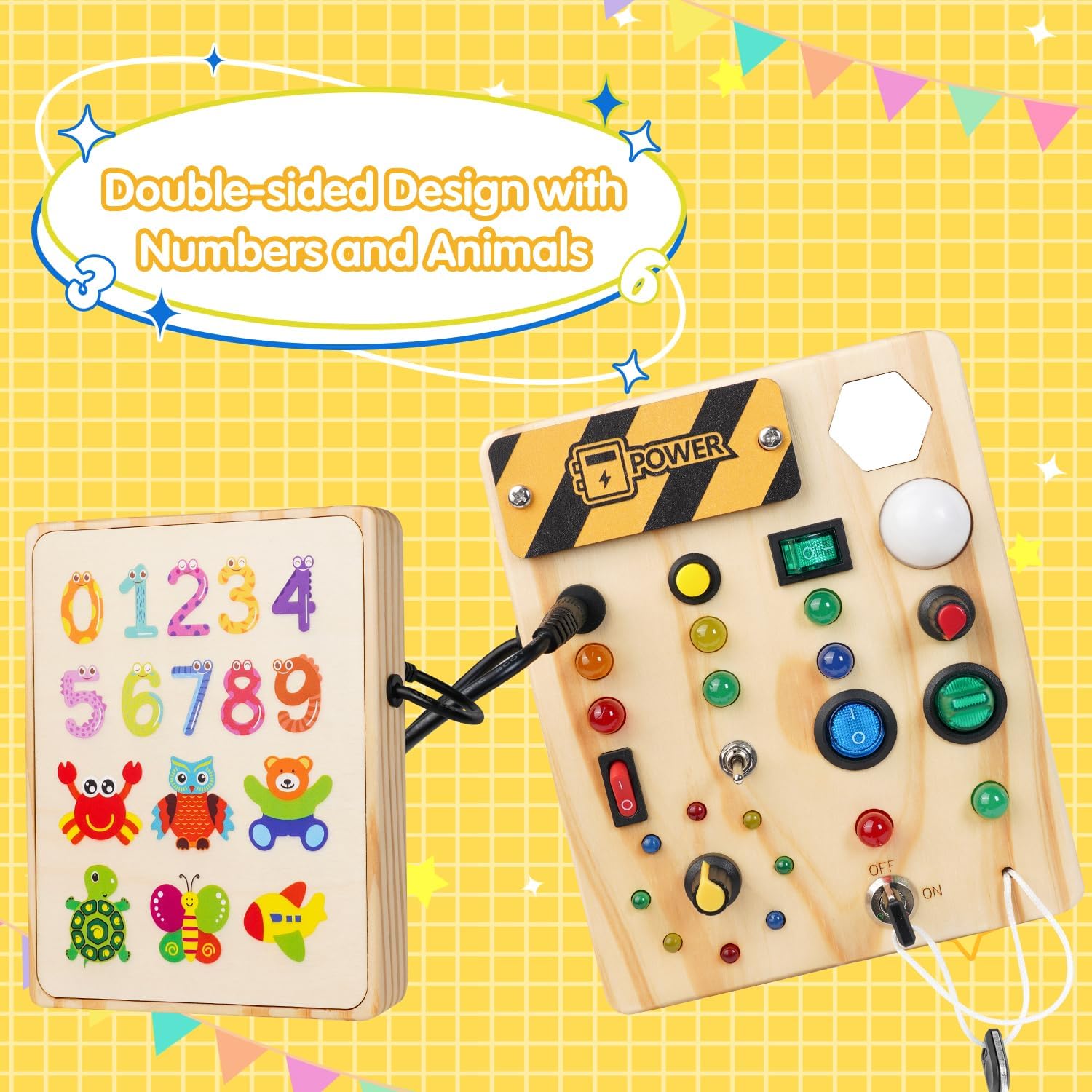 Interactive Learning Pinboard with 27 LED Lights for Kids