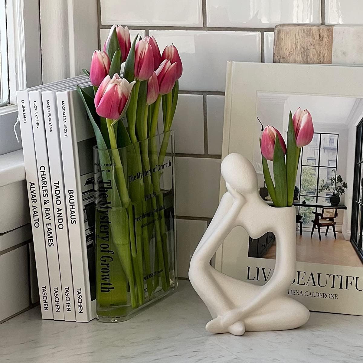 Acrylic Flower Vase in Book Design – Clear Decorative Container