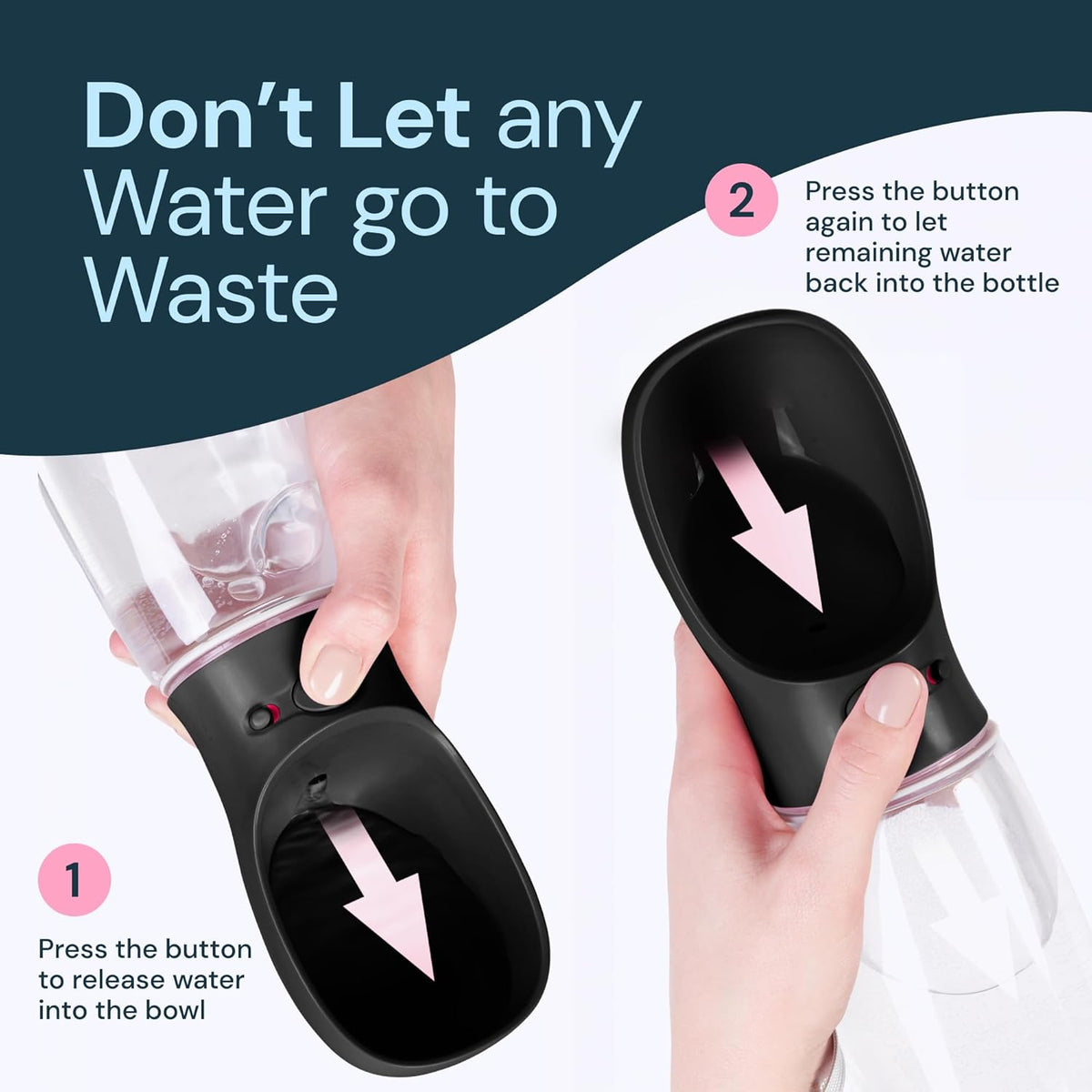 19oz Travel Dog Water Bottle with Leak-Proof Bowl