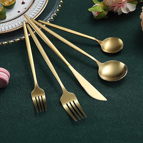 Minimalist Stainless Steel Cutlery Set 18/10 with Titanium Coating