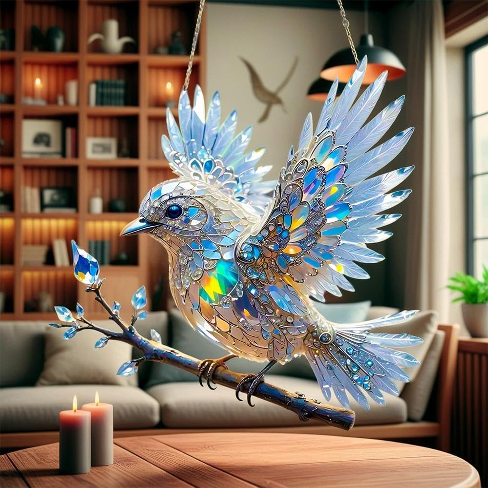 Window Crystal Bird Ornament – Reflective Light Decor for Home