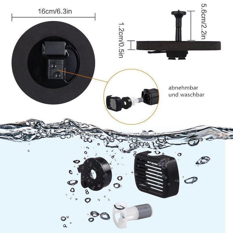 Water Fountain Pump Powered by Solar Energy for Garden Pond and Birdbath
