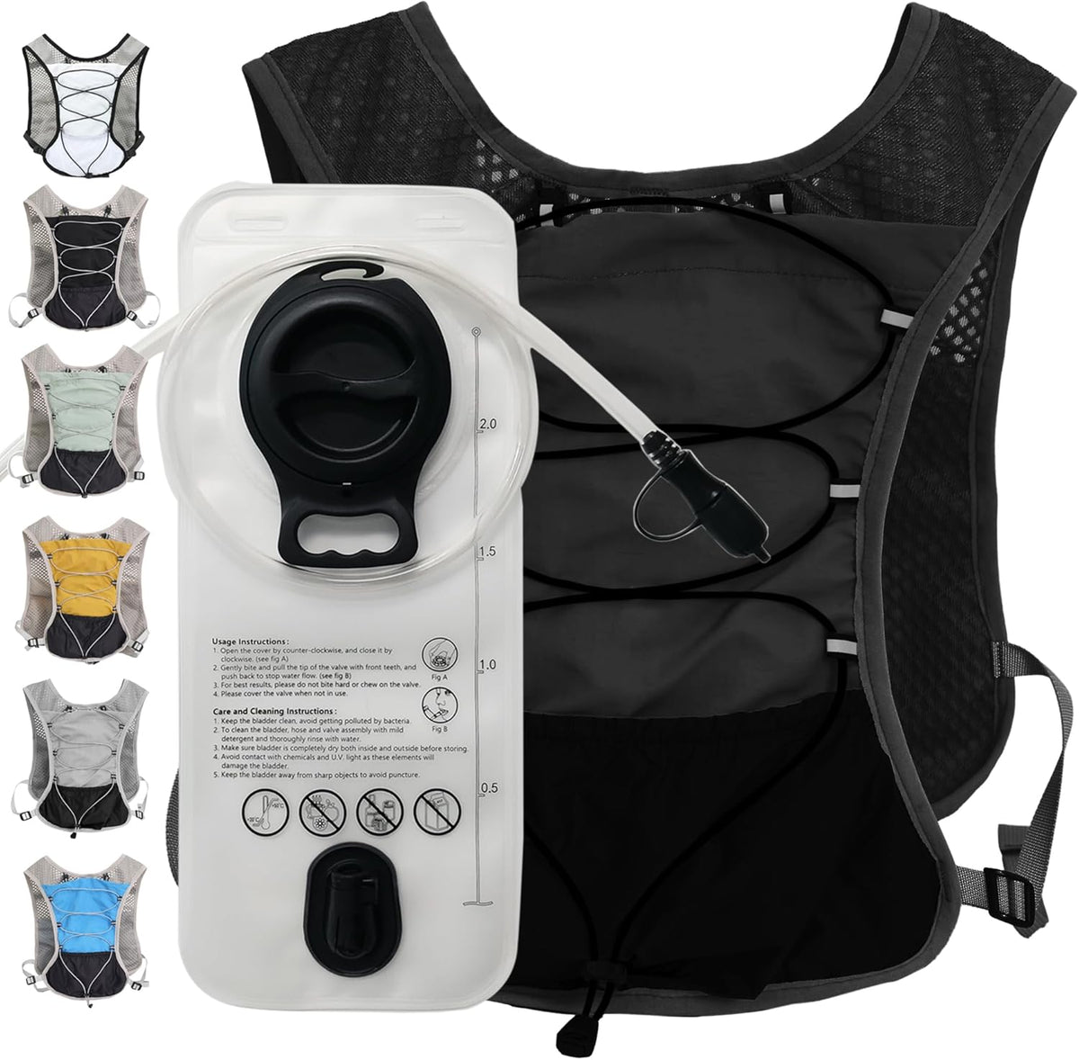 Water Backpack for Hiking and Running - 2L Hydration Vest