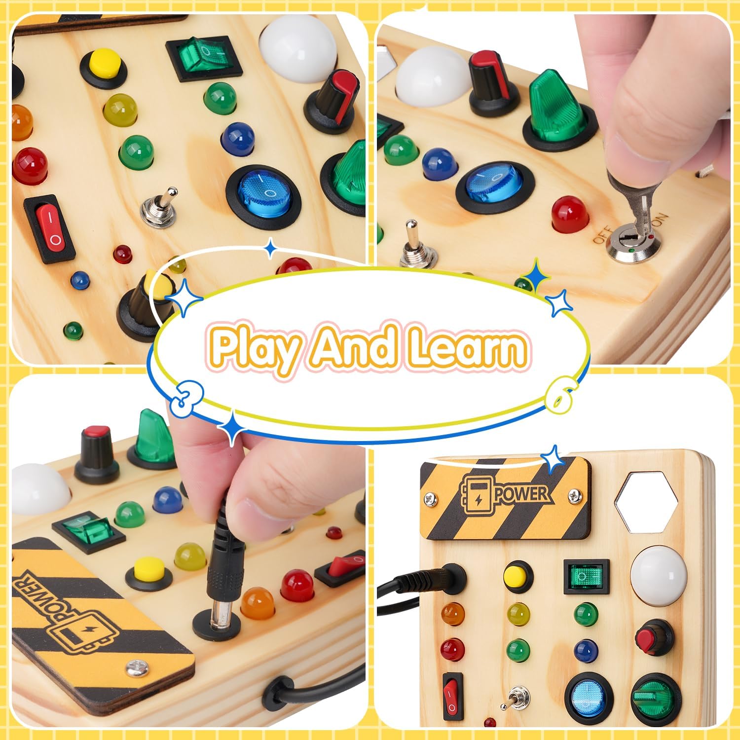Interactive Learning Pinboard with 27 LED Lights for Kids
