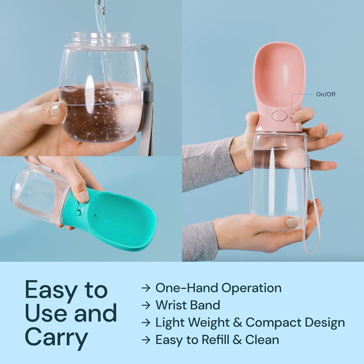 19oz Travel Dog Water Bottle with Leak-Proof Bowl