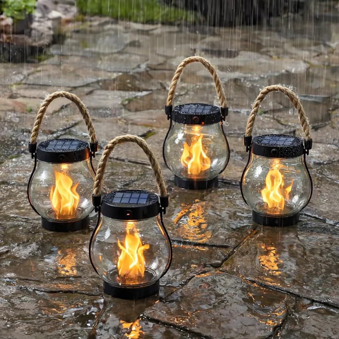 Flickering Flame Solar Lantern for Garden – Nighttime Illumination