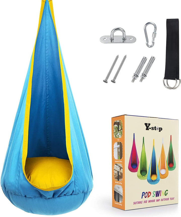 Children's Hanging Chair with Cushion and Storage Pocket