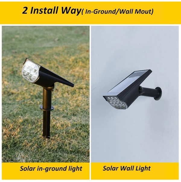 Solar Spotlight with Adjustable Design for Ground Spike or Wall Mount