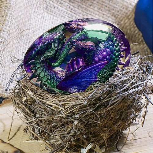 Crystal Dragon Egg with Intricate Dragon Figurine Inside