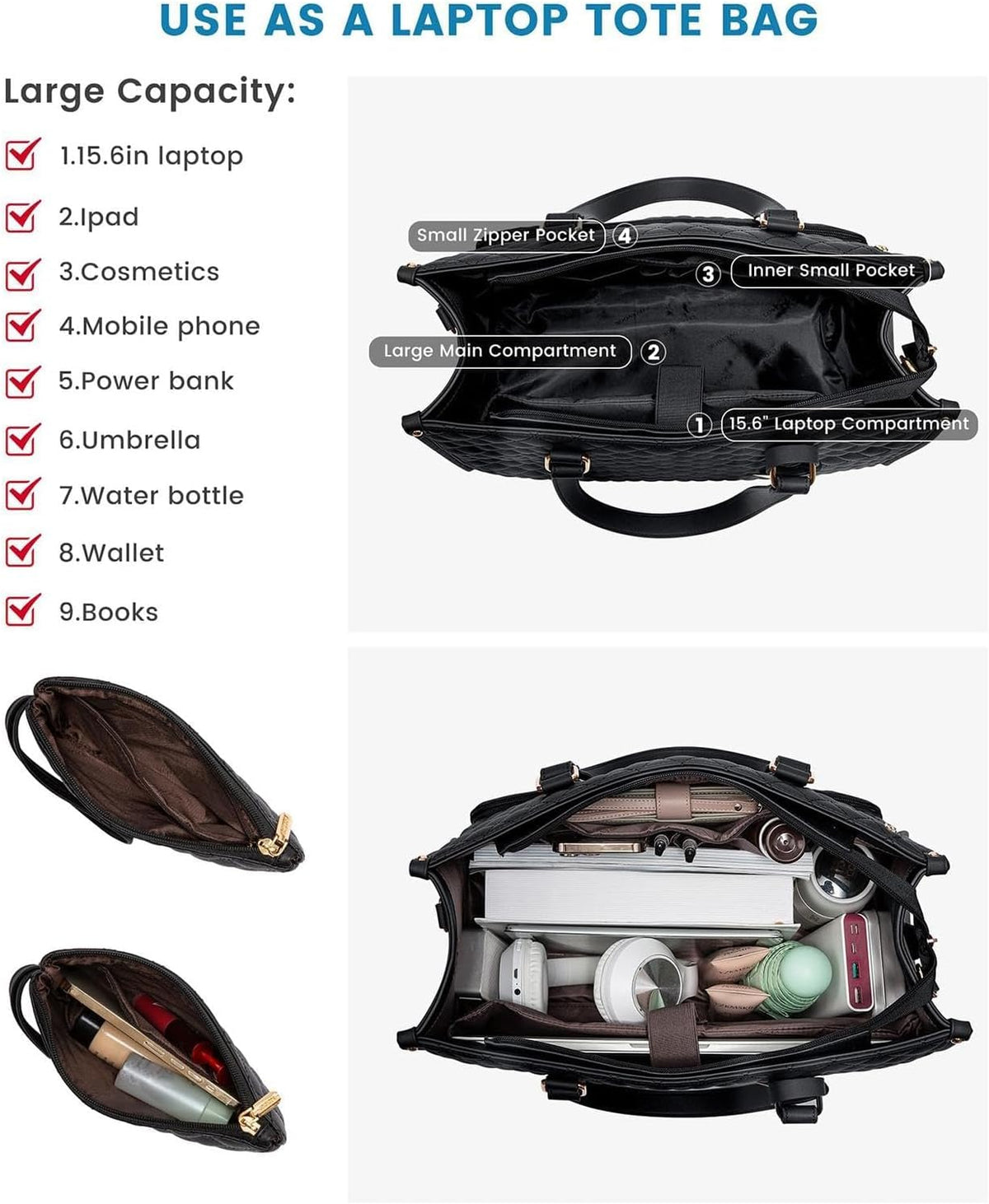 Dual Compartment Cooler Tote for Lunch and Laptop