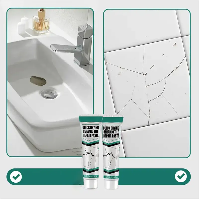 Repair Paste Set for Tiles with Spatula and Sandpaper for Chips and Cracks